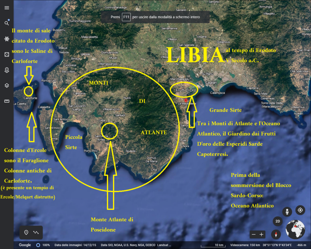 Versione 172 Ritrovamento dell’Isola di Atlantide, del Giardino delle Esperidi, delle Colonne d’Ercole, del Lago Tritonide a Cagliari, della Libia in Sardegna